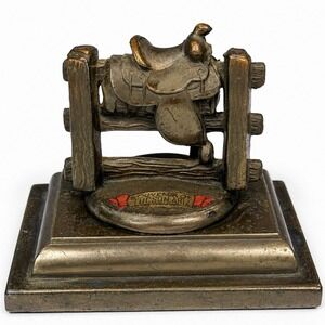 VTG Tucson Arizona Cast Iron Saddle Paperweight Trophy Craft Western Souvenir